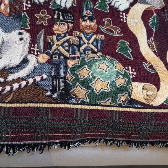 Vintage Crown Craft Dalmatian Puppies Under Christmas Tree Woven Tapestry Throw - Picture 6 of 11